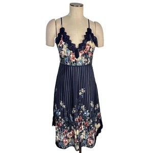 NWT Anthropologie Foxiedox Cami Midi Dress Slip Size S Floral Print Navy Blue - Picture 1 of 12