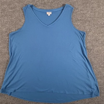 Camiseta sin mangas LuLaRoe para mujer XL azul acanalada sin mangas elástica tejida camisa informal Foto 1 de 4