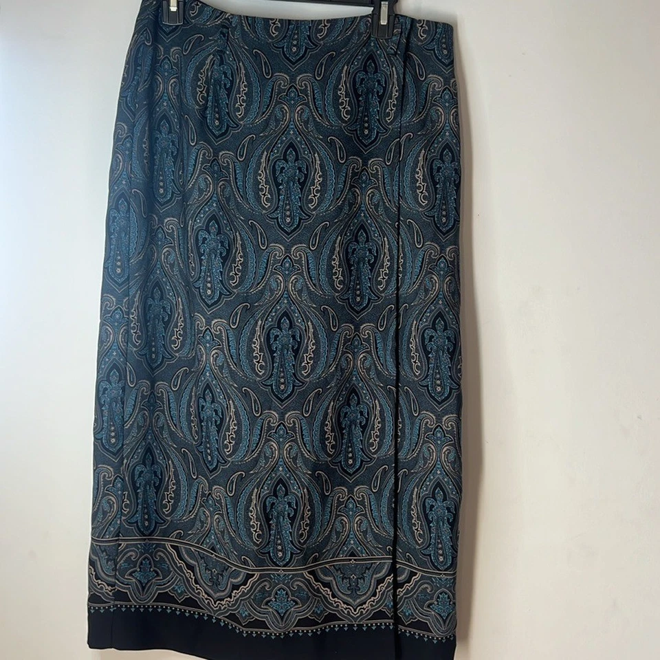 Jones New York Country женщин миниатюрный винтажный синий пейсли надежном вокруг длинная юбка - Изображение 1 из 3