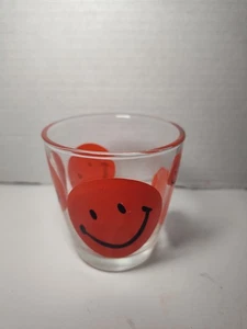 Hazel Atlas Sour Cream Glass Half Pint 8 Oz Smiley Faces Vtg - Picture 1 of 6