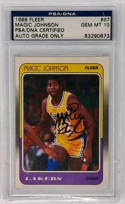 Tarjeta firmada Fleer Magic Johnson 1988-89 #67 PSA/DNA auténtica automática PSA gema Mt Foto 1 de 3