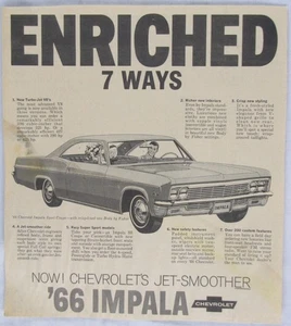Vintage 1966 CHEVROLET Impala Car Newspaper Print Ad - Picture 1 of 2