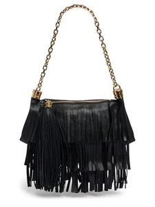 Chloé - Fringed leather shoulder bag - Black - Picture 1 of 6
