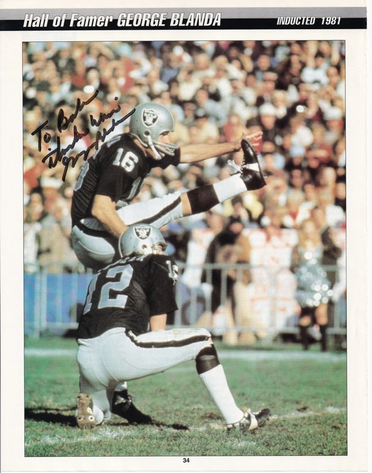 Raiders HOFer Джордж Бланда подписанная страница журнала - Изображение 1 из 1