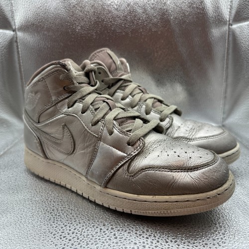 Taglia 7Y Scarpe Nike Air Jordan 1 AJ1 Mid GS Sepia Stone Noble G bambini argento