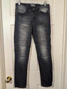 Pantalones de mezclilla CJ negros premium para hombre 28x29 negros moto ajustados flexibles cremalleras lavado ácido - Imagen 1 de 14