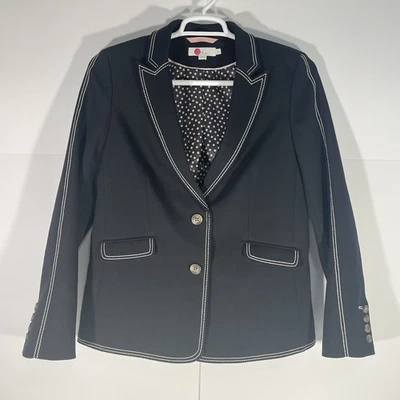 Chaqueta Blazer Boden Negra Mezcla Lana Costuras Gruesas 2 Botones Talla EE. UU. 12 / UK 16 Foto 1 de 4