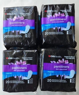 Forros para bragas finas CVS, sin perfume, regulares, 4 paquetes de 20 CT en total 80 forros (1E) Foto 1 de 3
