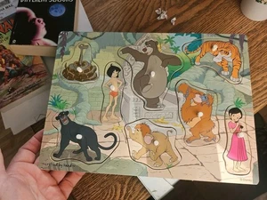 Melissa & Doug Walt Disney’s Jungle Book Wooden Peg Puzzle Hand Crafted Toy 8 pc - Picture 1 of 1