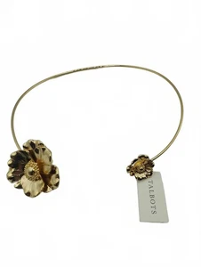 Talbots Open Collar Gold Flower Necklace Choker - Picture 1 of 7