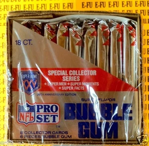 Juego profesional Super Bowl XXV 1990 sellado de fábrica sin abrir fútbol caja de cera 18 paquetes - Imagen 1 de 2
