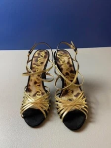 Sam Edelman Womens 8.5 Harlette Gold Strappy Sandals w/ 4.5" Heel - Picture 1 of 6