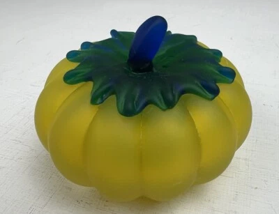 Pisapapeles vintage Cozeta cristal artístico calabaza esmerilado amarillo mate decoración Foto 1 de 4