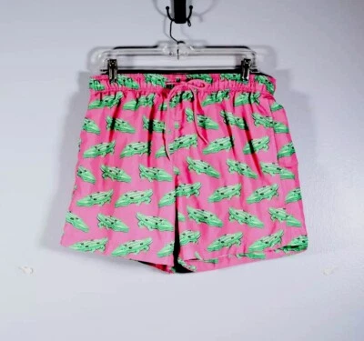 H&M Mens Pink Green Gator Print Mesh Lined Swim Trunks Shorts Size L - Image 1 of 4