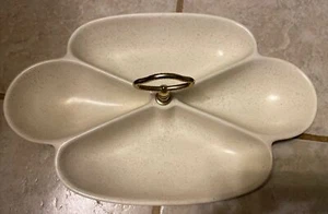 Vintage California USA Speckled Pottery 4-Section Snack Serving Tray Dish #S-59 - Picture 1 of 3