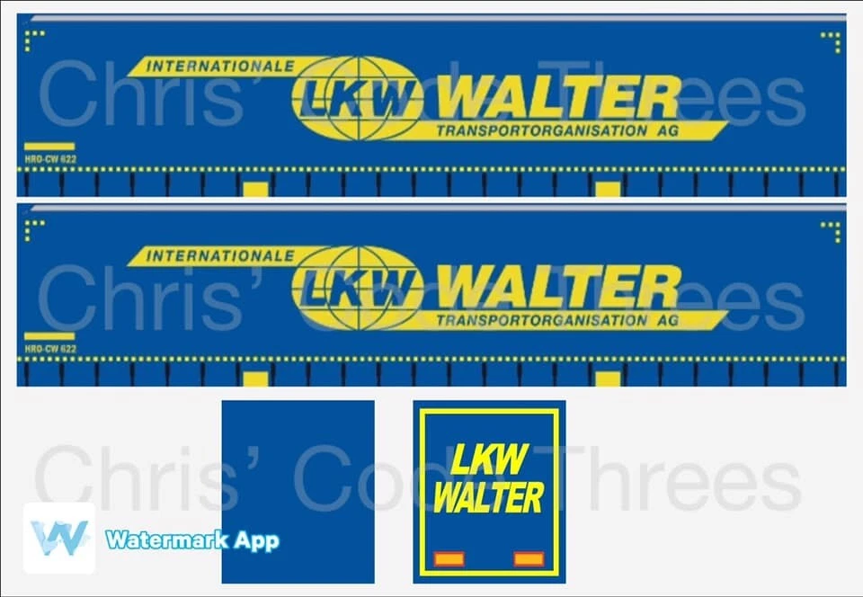 Code 3 Adhesive Vinyl Trailer Decal - LKW Walter - 1/50 1/76 1/148 1/87 1/64 - Image 1 of 1