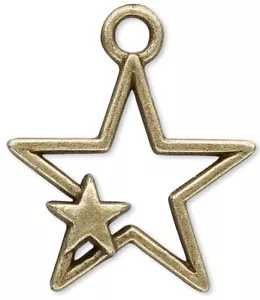 20 dijes de estrella abierta de estaño de latón envejecido 27x22 mm - Imagen 1 de 2