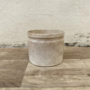 HANDMADE GLAZED White beige FRENCH CONFIT JAM POT SMALL CREIL MONTEREAU 1209249 - Picture 1 of 5