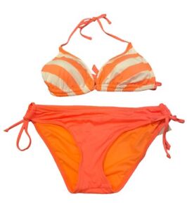 Mossimo Large Hipster Bikini Bottoms & D DD Bra Top Orange 2 Piece L Swim *3E