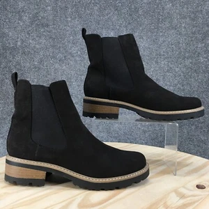 Universal Thread Boots Womens 9 Black Crispin Chelsea Ankle Zip Heeled Suede - Picture 1 of 17