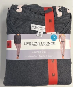 Women's Size M Live Love Lounge By Karen Neuburger 3-Piece Lounge Set Pajamas - Picture 1 of 4