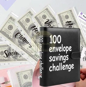 100 Envelope Challenge Budget Planner, $5,050 Money Saving Cash Challenge Book📚 - Picture 1 of 14