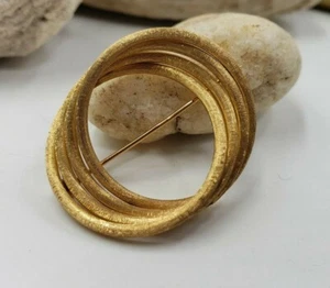 14 Kt Gelbgold matt gebürstet Gelbgold 4 Kreise verschlungen Anstecknadel/Brosche - Bild 1 von 6