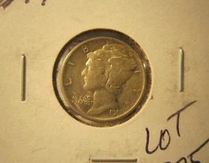 1917 Mercury Dime-Circulated-Ungraded-Uncertified-High Grade-Lot 225 - Bild 1 von 4