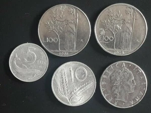 Vintage Lot of 5 REPVBBLICA ITALIANA Coins (1954,1974,1978,1979,1981) - Bild 1 von 3