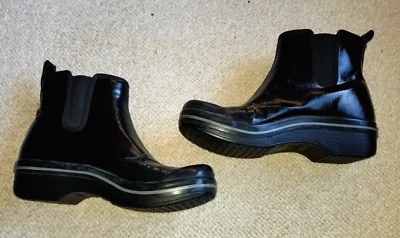 Womens Boots-DANSKO-black coated canvas "Vail Rain Boot" pull on-38 (7.5-8 US) - Image 1 of 4