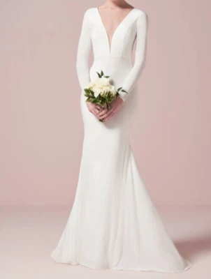 Christina Wu 22964 Wedding Dress 10 Ivory Long Sleeve Chic Plunging V - Image 1 of 4