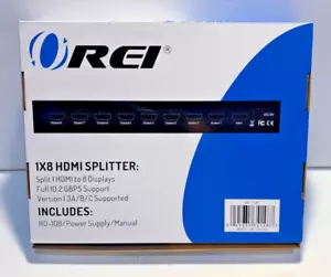 OREI 1X8 HDMI Splitter Version 1.3A/B/C Supported Full 10.2GBPS Support - Picture 1 of 4