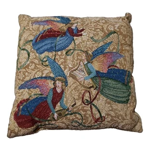 Mohawk Home Throw Pillow Angels Playing Musical Instruments 2005 Made USA 18x18" - Picture 1 of 5