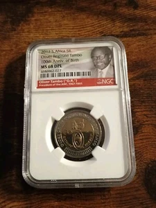 100th Anniv. Of Birth - NGC MS68 DPL Oliver Reginald Tambo 2017 S. Africa 5 Rand - Picture 1 of 10