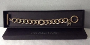 VICTORIA’S SECRET ANGEL WING TOGGLE LINK BRACELET WITH RHINESTONE GOLDTONE NIB - Picture 1 of 3