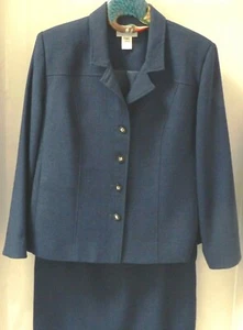 HENRY LEE NAVY / DARK BLUE SKIRT SUIT SZ 14 EXCELLENT CONDITION - Picture 1 of 8