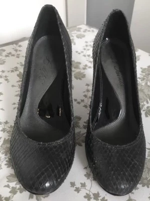 ALL SAINTS Leather Heels Stiletto Shoes Metallic Gunmetal 37, 4 £195 Black - Image 1 of 4