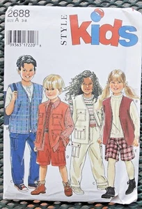 Vintage Style Kids Pattern 2688 Vest Pants Shorts Sewing Craft Project UNCUT C - Picture 1 of 2