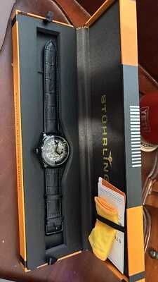 Reloj Hombre Stuhrling 3933 3 Winchester Automático Esqueleto Correa Cuero Negro Foto 1 de 4