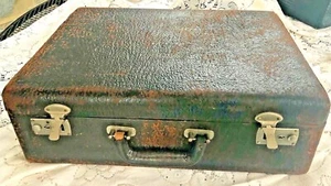 Antique Suitcase Luggage Travel Case Brown Cowhide Leather 17.5" x 6" - Picture 1 of 12