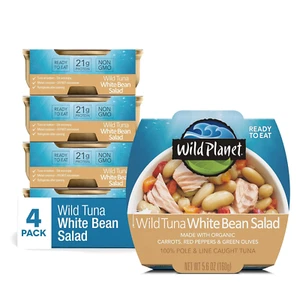 Wild Planet Ready-To-Eat Wild Tuna White Bean Salad with Organic Chickpeas, Carr - Picture 1 of 12
