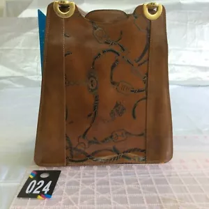 Cristian Satchel Astro Horse Handbag Brown Black Genuine Italian Leather -RARE!! - Bild 1 von 9