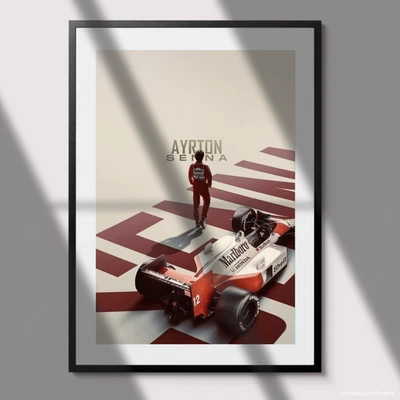 Póster Ayrton Senna F1 McLaren Honda de colección campeón del mundo carreras Foto 1 de 4