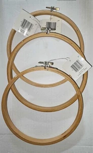 Wooden Round Embroidery Hoops 7" Lot of 3 Screw Tension Wang's Hand Sewing046975 - Picture 1 of 1