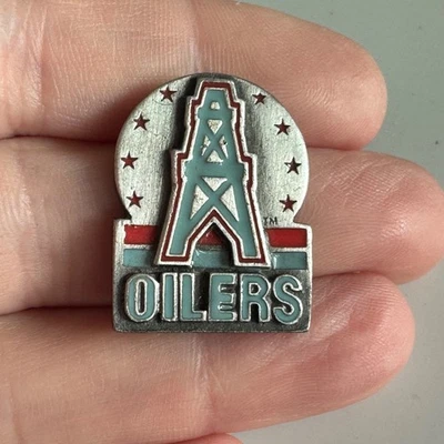 Vintage Pewter NFL Houston Oilers Oil Derrick Logo Lapel Pin - Image 1 of 4