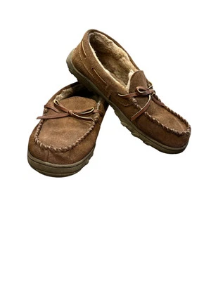 Zapatillas Chaps Para Hombre Medianas 8-9 Cuero Gamuza Genuino Mocasín Tostado Piel Sintética Forradas Foto 1 de 4