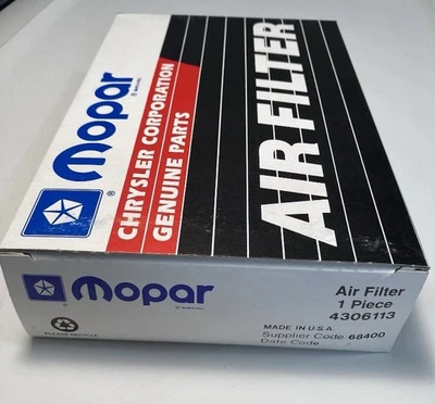 Filtro de aire Mopar 4306113 1981-97 Chrysler Dodge Plymouth autos camionetas mini furgonetas Foto 1 de 4