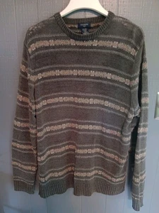(Worn/Stained) Dockers Striped Sweater Mens XL Brown Pullover Crew Neck (Ch) - Picture 1 of 5