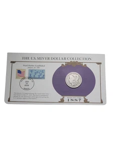 PCS 1887 O Morgan dólar de plata y panel de estampillas - Colección de dólares de plata de EE. UU. - Imagen 1 de 4