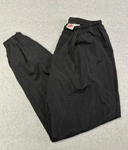 Pantaloni a vento Nike vintage grigi etichetta pantaloni pista caviglia zip foderati neri taglia uomo L - Foto 1 di 7